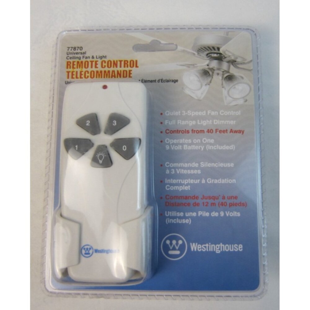 Westinghouse Universal Ceiling Fan And Light Remote Control White 77870
